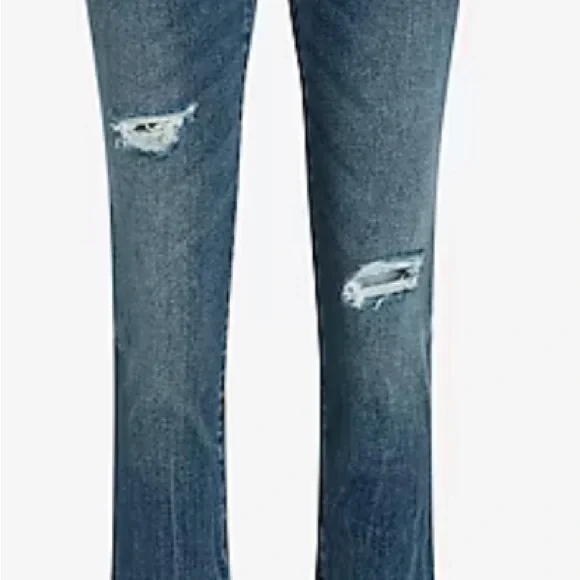 Express Mid Rise Medium Wash Ripped Skyscraper Jeans NWT - Picture 8 of 11